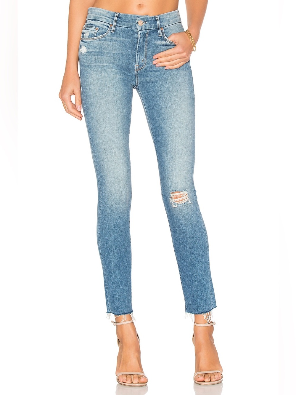 Mother Jeans Looker Ankle Fray Love Gun